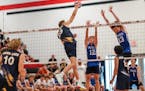 Prior Lake’s Zack Wiese slammed a kill attempt in June, when his team won the boys club volleyball state championship. The sport will become sanctio