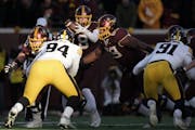 Gophers quarterback Athan Kaliakmanis will be playing behind an offensive line that needs to replace three starters this season.