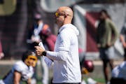 Gophers head coach P.J. Fleck during an open Gophers football practice at the Universtiy of Minnesota Tuesday, Aug. 15, 2023 in Minneapolis, Minn. ] R