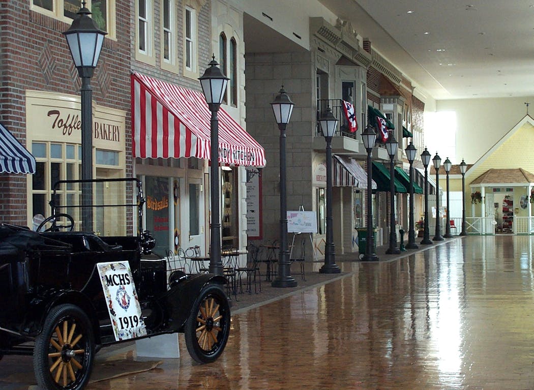 This Music Man Square streetscape in Mason City, Iowa, is a replica of “The Music Man” movie set.