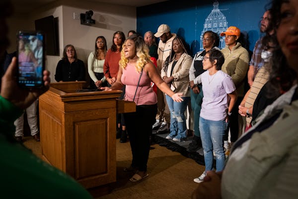 Toshira Garraway spoke Thursday at the Capitol along with those pushing back on rolling back a law that bars school resource officers from employing c
