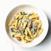 Creamy Penne with Sausage and Greens is easy to put together, even on hectic nights.