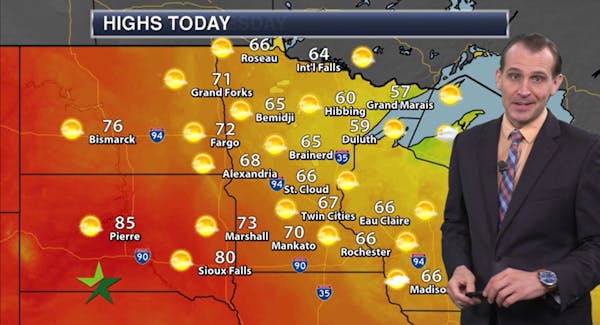 Afternoon forecast: Sunny and cool, high 67