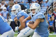 North Carolina quarterback Drake Maye has guided the Tar Heels to a 2-0 record, with the second one being more of a challenge than expected.