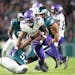 Vikings running back Alexander Mattison (2) had eight carries for 28 yards and one of the team’s four fumbles Thursday in Philadelphia.
