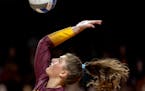 Gophers setter Melani Shaffmaster was injured early in the fourth set against Creighton, but returned in the fifth.