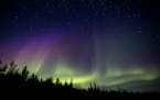 Aurora Borealis lights up the sky near Yellowknife, Northwest Territories, Canada, during a geomagnetic storm on Aug. 18, 2022. At least 17 states may