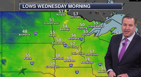 Evening forecast: Low of 61 and partly cloudy; summery Wednesday ahead