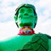 The Green Giant in Blue Earth, Minn., is among landmarks that will wrapped in “Survivor’s” signature bandana.