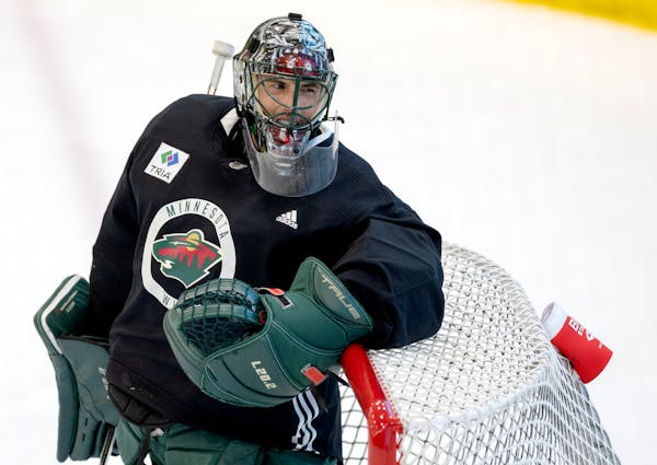 Wild goalie Marc-Andre Fleury on the opening day of Wild training camp at Tria Rink in St. Paul on Wednesday. He’s expected to split time with Filip