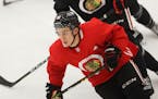 Blackhawks rookie Connor Bedard skated during the first day of training camp Thursday in Chicago