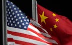 The American and Chinese flags.