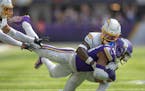 Chargers cornerback Ja’Sir Taylor tackled Vikings star Justin Jefferson in the second quarter Sunday, when Jefferson had seven catches for 149 yards