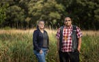 Attorney Jessica Intermill and Lower Sioux tribal council President Robert Larsen posed for a portrait at the Lower Sioux Agency Historic Site on Sept