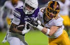 Gophers defensive back Jack Henderson, right, collided with Northwestern wide receiver Bryce Kirtz during Saturday’s 37-34 overtime loss for Minneso