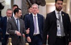 FILE - House Speaker Kevin McCarthy, R-Calif., walks to the chamber for procedural votes to advance appropriations bills, at the Capitol in Washington