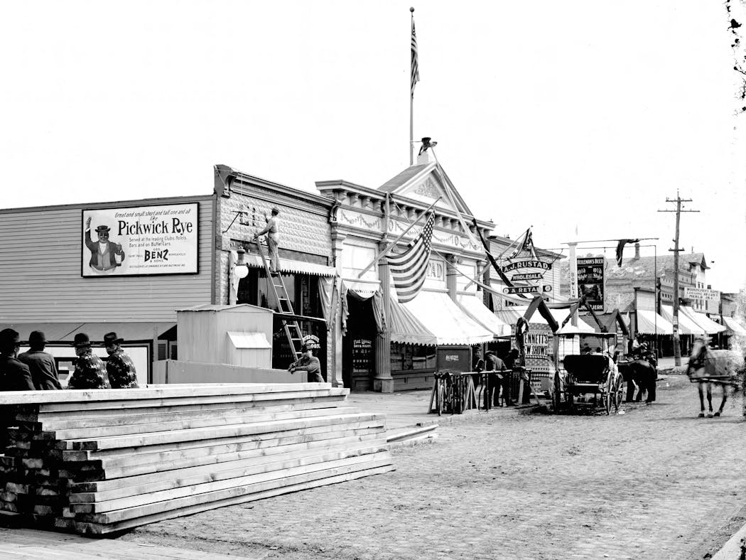 Moorhead's Main Avenue businesses in the early 1900s.