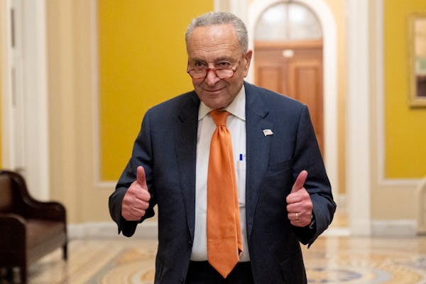 Senate Majority Leader Chuck Schumer of New York after the Senate voted 88-9 Saturday to approve a 45-day funding bill to keep federal agencies open. 