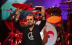 Ringo Starr flashed his signature peace signs to the audience at the end of a song early in his band’s set at Mystic Showroom at the Mystic Lake Cas