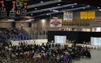 A memorial service for Henry Boucha was held Friday at Warroad’s ice arena.