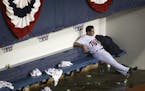 Juan Rincon in the Twins dugout during Game 4 of the 2004 ALDS.