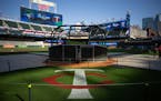 Target Field is prepped for the Wild Card Series that begins Tuesday. The Minnesota Twins worked out at Target Field in Minneapolis Monday, October 2,