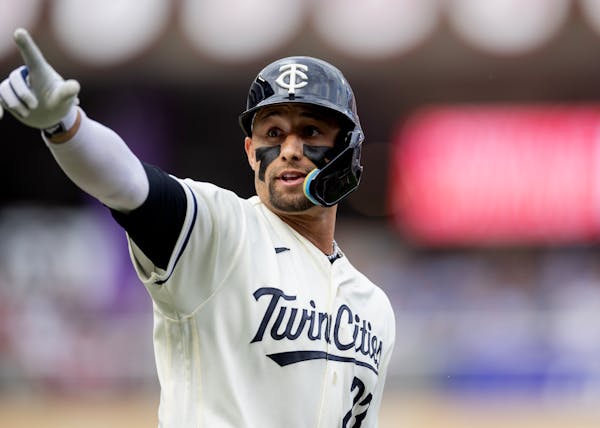 Royce Lewis celebrated his second home run Tuesday at Target Field.