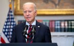 President Joe Biden delivers an update on the administration’s efforts to cancel student debt and support students and borrowers in the Roosevelt Ro