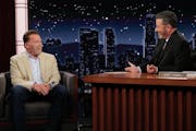 Arnold Schwarzenegger talked with Jimmy Kimmel on Monday on Kimmel’s late-night show.