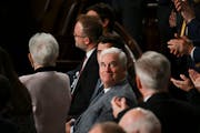 Rep. Tom Emmer, R-Minn., is acknowledged as he voted for Rep. Mike Johnson, R-La., for House speaker on Capitol Hill in Washington, Wednesday, Oct. 25