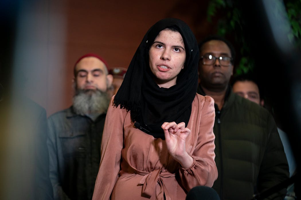 Sena Wazwaz called for a cease-fire in Gaza at a news conference Friday hosted by Muslim community leaders.
