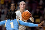 The Gophers’ Mara Braun, who scored a game-high 25 points, prepared to shoot Wednesday night against Long Island University at Williams Arena. Minne