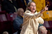 Gophers coach Dawn Plitzuweit directed her players against Long Island University’s press Wednesday at Williams Arena.
