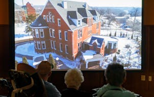 Residents of the Minneapolis Veterans Home watched a sneak preview of “Heroes & History,” a documentary produced by TPT, in 2018.