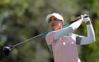 Amy Yang played her shot from the third tee during the third round of the LPGA CME Group Tour Championship on Saturday in Naples, Fla.