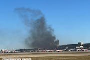 A photo posted in the Minneapolis/St. Paul Aviation Spotting group on Facebook showed the fire at the MSP airport parking garage Sunday.