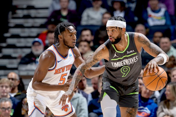 Nickeil Alexander-Walker (9) finished with 11 points, three rebounds and three assists for the Timberwolves in their win over the Knicks.