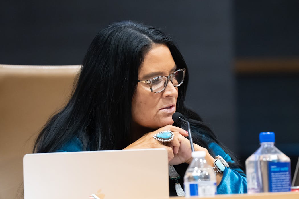 Shelley Buck of the Prairie Island Indian Community Tribal Council spoke of the importance of representing, or not offending, native people with the flag choices.