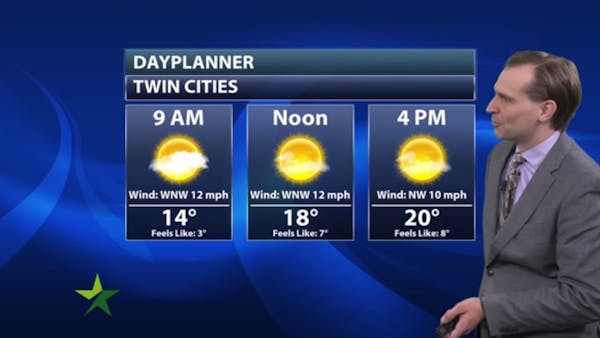 Morning forecast: Sunny, cold, high 22