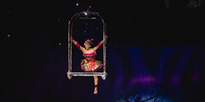 Leah Simone Wolff performed a marvelous aerial act on a hotel cart in “‘Twas the Night Before ...” Friday at the Northrop.