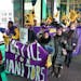 SEIU workers marched through the skyways of St Paul in 2019 to highlight the issue of wage theft. 