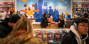 The checkout line on Black Friday was steady inside the newly opened Toys ‘R’ Us at the Mall of America.