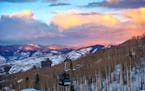 Fiery sunsets look better when seen from the Snowmass gondola, in Colorado’s Rocky Mountains. 