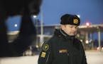 Deputy Commander of the Lapland Border Guard, lieutenant colonel Ville Ahtiainen meets the media at the Raja-Jooseppi international border crossing st