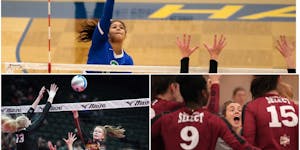 Kennedi Orr (top), Paige Thibault (bottom right) and Kira Fallert (bottom left) developed their volleyball talent in Minnesota. Now they’re three of