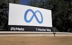 Facebook’s Meta logo sign is seen at the company headquarters in Menlo Park, Calif., on, Oct. 28, 2021.