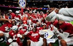 Alabama celebrates after the SEC championship against Georgia in Atlanta