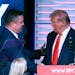 Republican Party of Florida chairman Christian Ziegler, left, greets former president Donald Trump at the RPOF Freedom Summit on Nov. 4, 2023, in Kiss